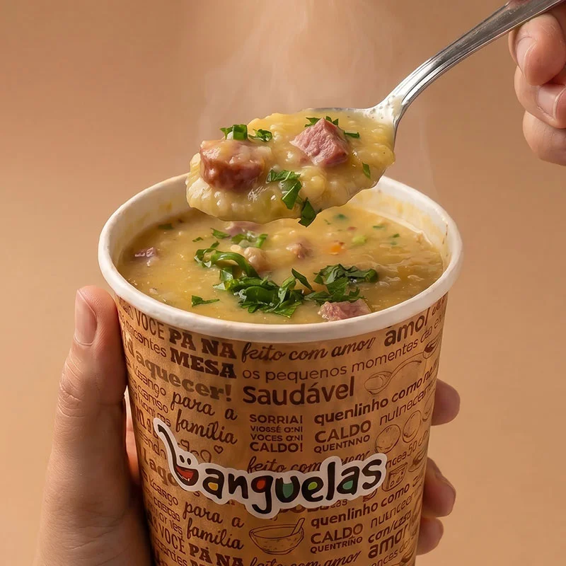 Caldo de mandioca com costela e brócolis